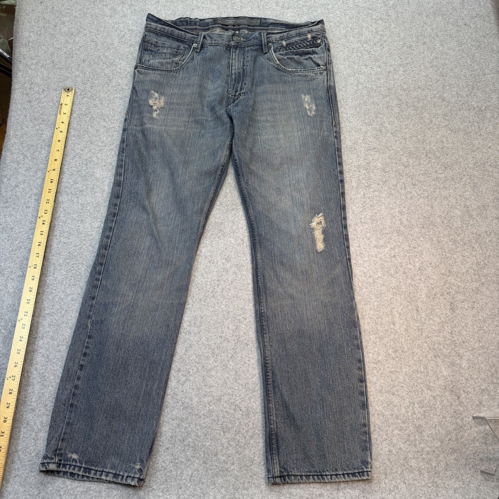 Jordan Craig Men Slim‎ Fit Jeans Blue Distressed Denim 36x32